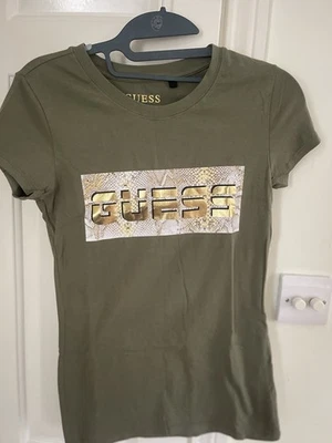 GUESS Women’s T Shirt Size Xs Green Olive 100% Cotton Short Sleeve - Image 1 of 3