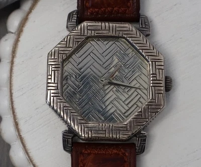 John Hardy 4874 Sterling Silver With Brown Leather Strap Watch  57.13G - Image 1 of 4