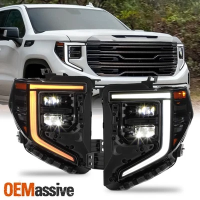 Par de faros proyectores LED DRL para 22-24 GMC Sierra 1500 SLE|Elevation Full Foto 1 de 4
