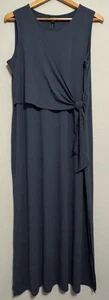 NWT J Jill Maxi Dress Large Tall Lavarock Blue Sleeveless Wrap-Tie Coastal Beach - Picture 1 of 10