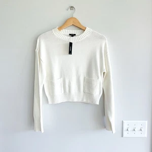 Express Knit Cropped Sweater White XS NWT - Picture 1 of 9