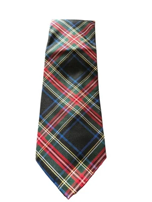 Corbata Charleston tradicional negra, roja, azul, amarilla y verde tartán Reino Unido Foto 1 de 2