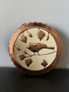 Copper Plated Cardinal Bird Jello Mold Wall Hanging Round - Picture 1 of 9