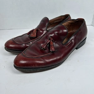 Allen Edmonds Saratoga Burgundy Leather Tasseled Loafers Shoes Size 10.5 C - Picture 1 of 14