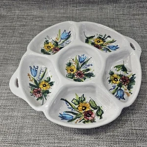 Vintage MCM Italian 6 Section Hand Painted Serving Dish Platter Ceramic - Picture 1 of 8