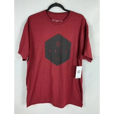 NUEVO CON ETIQUETAS NEFF Para Hombres XL Granate Brezo Manga Corta Gráfico Camiseta Informal Todos los Días Foto 1 de 4