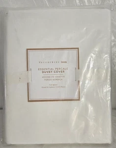 Pottery Barn Teen Essential Perkal Bettbezug Full/Queen 92" x 88" weiß - Bild 1 von 2