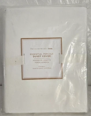 Pottery Barn Teen Essential Percale Duvet Cover Full/Queen 92" x 88" White - Image 1 of 2