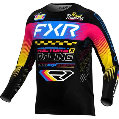 Camiseta todoterreno FXR Podium Youth MX negra/azul/Razz Foto 1 de 2