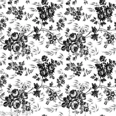 KITTRICH / QUICK COVER CON-TACT Black & White Rose Floral Toile Vinyl Contact Paper Wall Shelf Liner Peel Stick