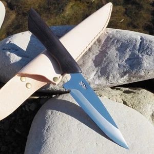 Kurotori Tosa Coltello da pesca esterno ginsan 115 mm guaina pelle ebano - Foto 1 di 8