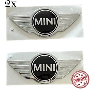 2X Mini Badge Logo Front Bonnet Rear Boot Chrome Metal Sticker Hood Cooper - Picture 1 of 4