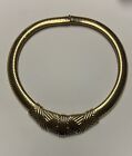 Stunning VTG Signed Gallery Originals Goldtone Omega Modernist Choker Necklace