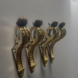 2 Pairs of Antique 19th Century French Empire Ormolu Bronze Curtain Pole Holders - Picture 1 of 19