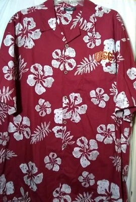 Camisa Hawaiana USC Heritage Para Hombres Manga Corta Abotonada Roja Floral 2X Hecha en EE. UU. Foto 1 de 4