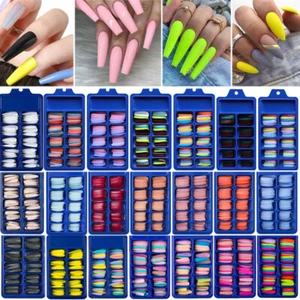 240/100X Long/Short Ballerina False Nail Tips Acrylic Coffin FullCover FakeNail, - Picture 1 of 148