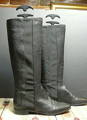 Bota de campo para mujer ELLEN TRACY Blaine de cuero granulado negro talla 6,5 M ¡COMO NUEVO! Foto 1 de 4