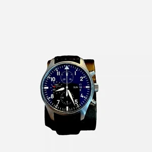 IWC Pilot's Watch Black WatchLeather Strap -IW377701 With Watch Appraisal - Picture 1 of 14