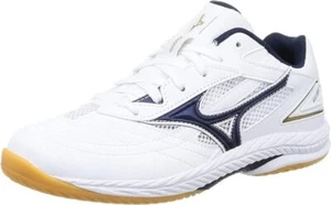 Mizuno WAVE DRIVE 9 White/Navy/Gold Unisex Table Tennis Shoes 81GA2205 14 NEW!!