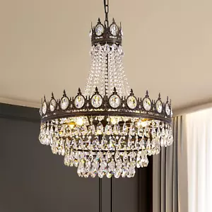 Large Crystal Chandeliers, Vintage French Empire Chandelier, Antique Bronze Crys - Picture 1 of 9