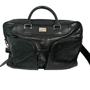 Cole Haan HUDSON II Black Leather Briefcase Shoulder Strap Laptop Messenger Bag - Picture 1 of 16