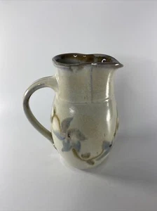 Fasullo Artist Signed Pottery Pitcher Vintage 1983 Flowers Floral Cute 7.5” Tal - Picture 1 of 8