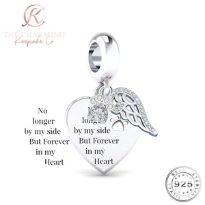 Ciondolo ad ala angelo zampa gatto/cane originale argento sterling 925 - regalo commemorativo - Foto 1 di 4