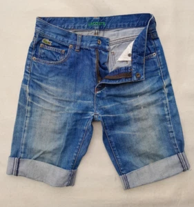 Lacoste Denim Shorts Boys 12 Blue Cotton Embroidered Badge Logo Made By Devanlay - Picture 1 of 12