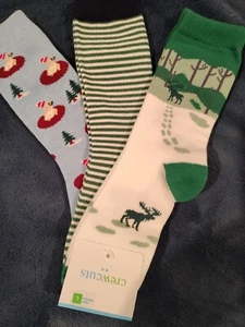 New! Crewcuts Boys Large 3 Pack Socks Deer Striped Dog - Picture 1 of 7