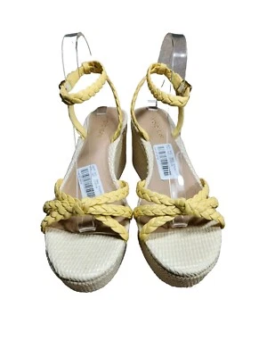 Antonio Melani Size 8.5 M Platform Leather Braided Ankle Strap Yellow (134) - Image 1 of 4