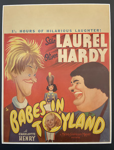 BABES IN TOYLAND (MGM 1934), LAUREL & HARDY JUMBO WINDOW CARD. AL HIRSCHFELD ART
