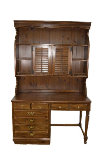 Ethan Allen Antiqued Pine Desk Cabinet Hutch Bookcase Vintage OldTavern 12-4008 Cover