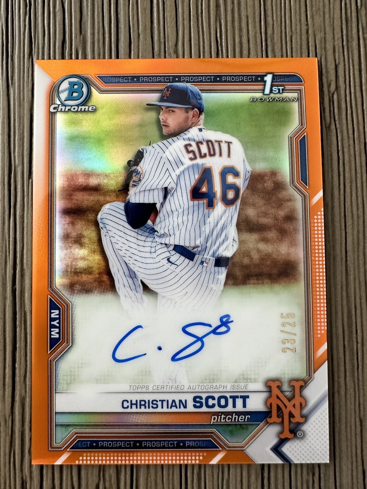 2021 Bowman Draft CHRISTIAN SCOTT AUTO #23/25 1st Chrome ORANGE Refractor CDA-CS