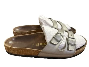 Sandalias Birkenstock Ibiza para mujer talla US 10 EU 41 calce plateadas Birko-Flor B3 - Imagen 1 de 9