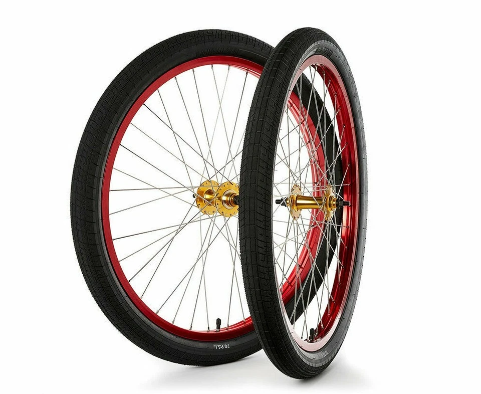 S & M Covid Cruiser Wheel Sets 26" Red/Gold - Image 1 of 2