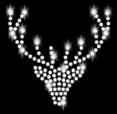 APFELBLÜTE STYLE & ACCESSOIRES PIEDRAS DE PEDRERÍA CUERNOS DE CIERVO 6x6,5 IMAGEN PARA PLANCHAR APLICACIÓN HOTFIX OKTOBERFEST WIESN