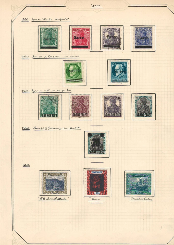 SAAR 1920-1921 Very Fine Mint & Used Stamps Hinged on list - Image 1 of 1