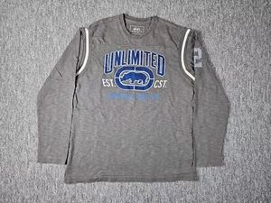 Ecko Unlimited Sweatshirt Men Size LL Long Sleeve Pullover Gray Embroidered Y2K - Picture 1 of 14
