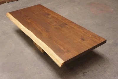 Tischplatte Massivholzplatte Räuchereiche Farblos geölt Baumkante 1-seitig 40mm - Bild 1 von 4