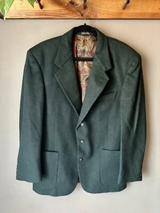 VTG Dark Green Wool Cashmere Blend Sport Coat Jacket Blazer Business Classy 46 R - Picture 1 of 8