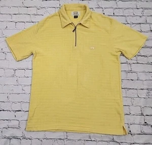Vintage 90’s Guess Yellow Textured Terry Shirt 1/4 Zip Sz Large Embroidered Logo - Picture 1 of 6
