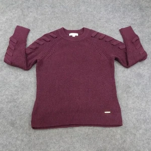Michael Kors Sweater Womens Medium Cable Knit Pullover Maroon Burgundy - Picture 1 of 12
