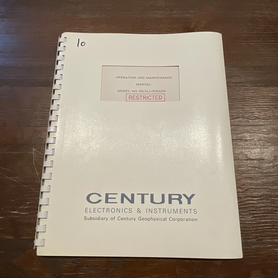 Century Electronics Model 444 Oscillograph Operation Manual 26A444E50 ~ 1966 - Image 1 of 3