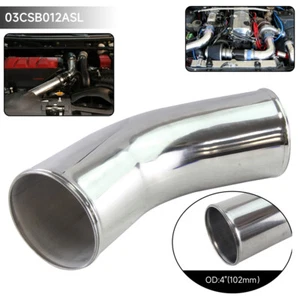 102mm/4in OD 45 Degree Polished Aluminum Turbo Intercooler Pipe Tube Hose - Picture 1 of 8