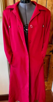 Gabardina Mulberry Street roja ~ longitud media ~ con capucha ~ talla M Foto 1 de 4