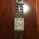 New Authentic GUESS U0061L1 Silver tone Chain Bracelet Rectangle face Watch  NWT