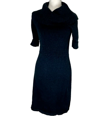 Ann Taylor Teal Cowl Neck Sweater Dress – Size S – Cozy Stretch Knit - Image 1 of 4