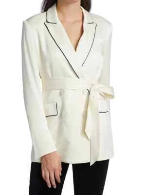 VERONICA BEARD Eiza Satin Double-breasted Blazer In White WOMENS SIZE 2 *FLAWED - Image 1 of 4