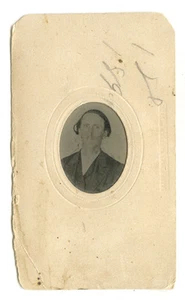 1860s Tintype Gentleman with Wild Hair, Potter's Patent Paper Mat, 1865 - Picture 1 of 1