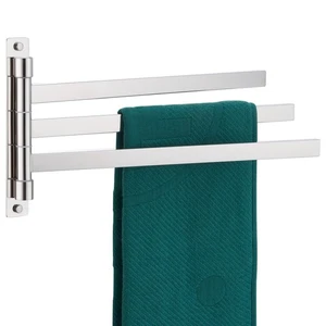 3-Arm Chrome Swivel Towel Bar, B5007CH-A3, Swing Out, Wall Mounted, Steel - Picture 1 of 7